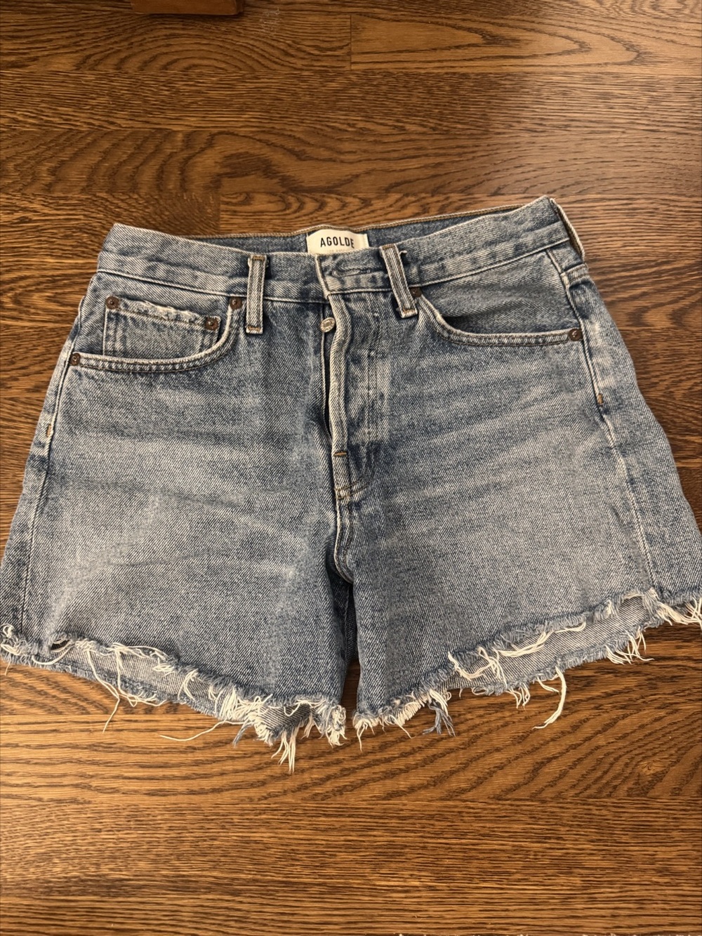AGOLDE Parker long Cut Off Short medium Blue Waist 25